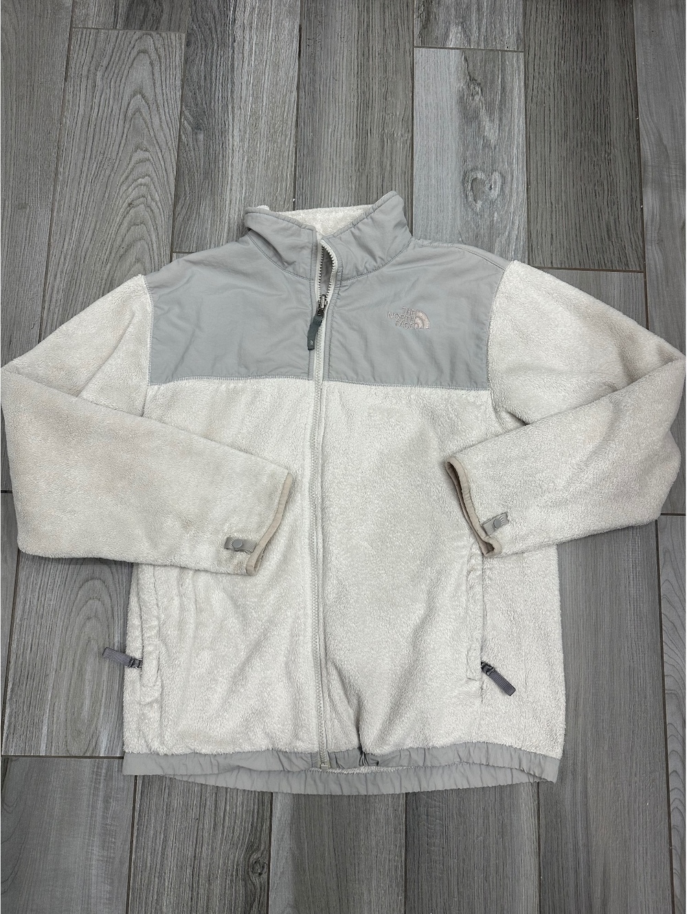 The North Face Girls' XL Fleece Jacket Cream and Gray